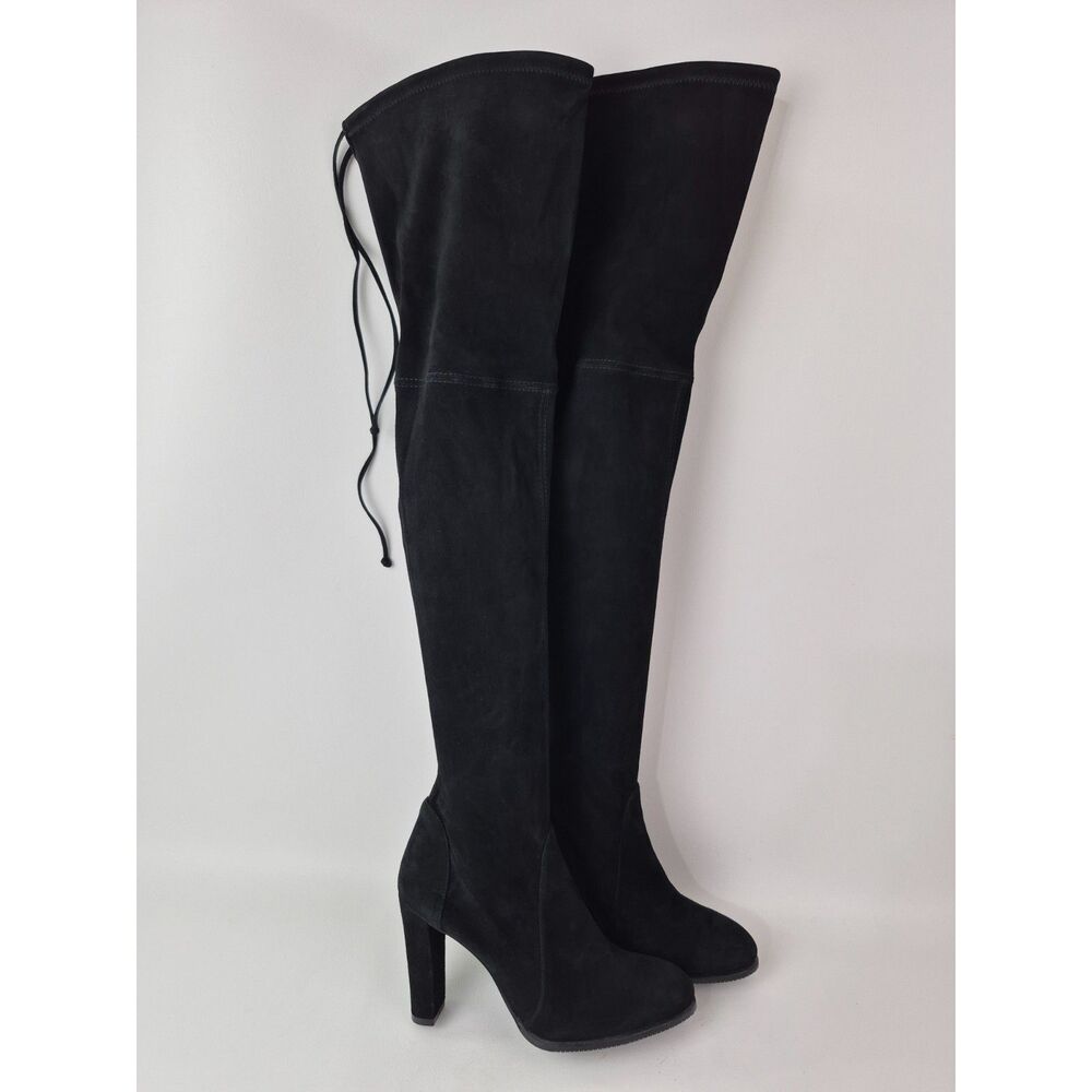 Stuart Weitzman Women's Black Highland Heel Suede Over The Knee Boots Size 7 US